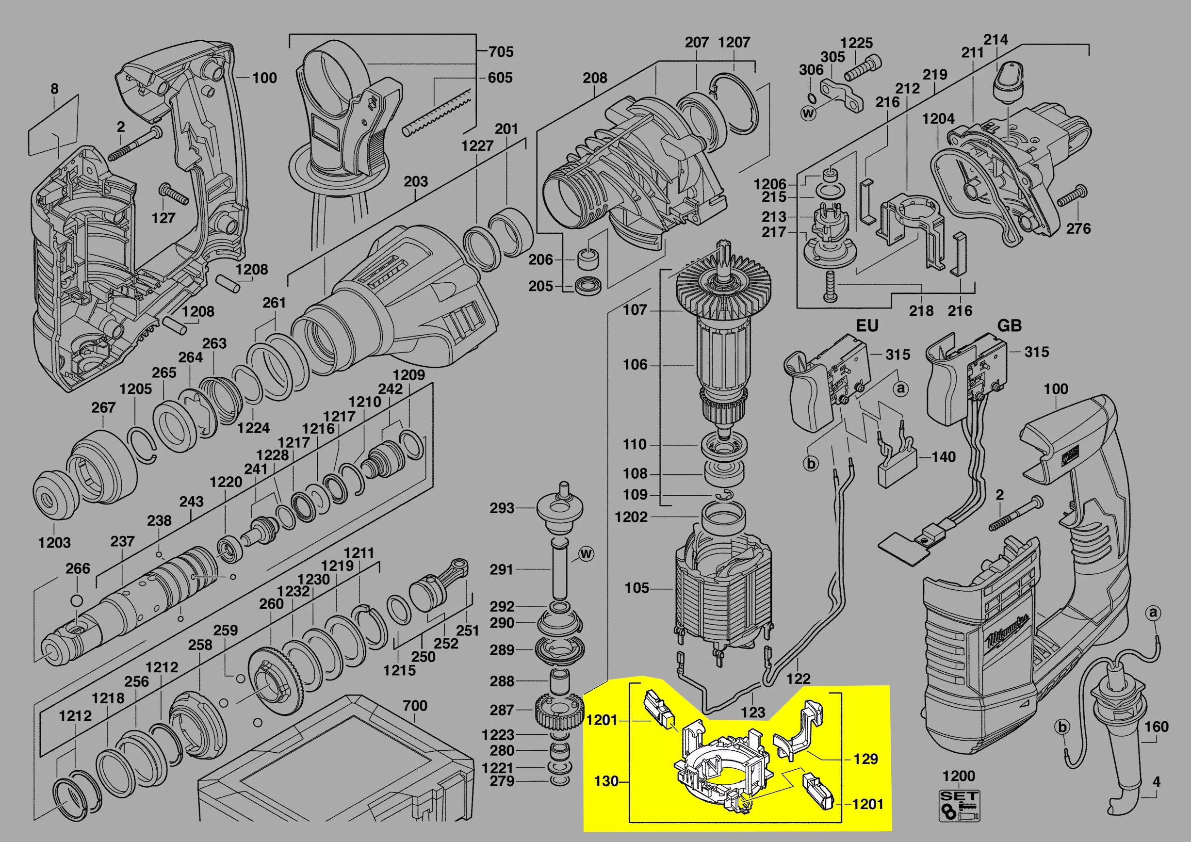 couronne porte balais charbon réf. 4931408083 Milwaukee